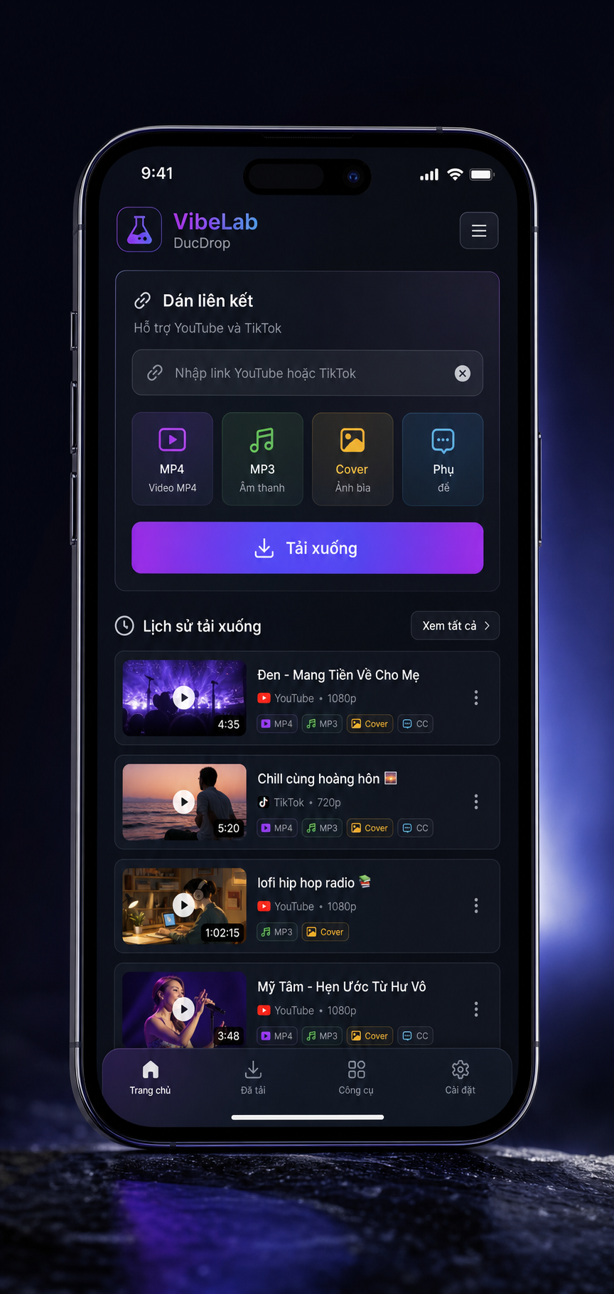 Codex Imagen generated VibeLab DucDrop phone mockup